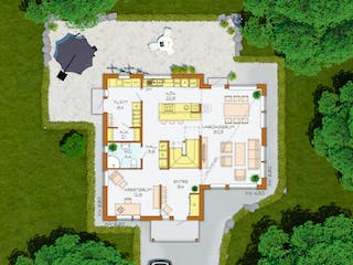 Fertighaus Solvik von Eksjöhus AB Bausatzhaus ab 189625€, Pultdachhaus Grundriss 2