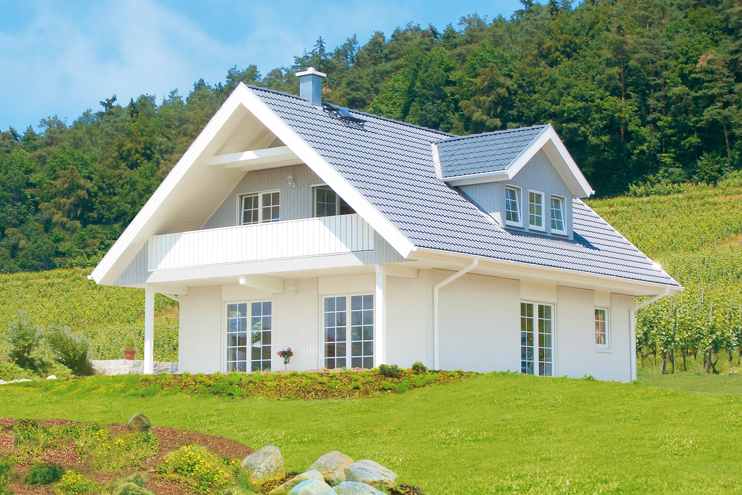 Fertighaus Sonnholm von Danhaus Deutschland Schlüsselfertig ab 325873€, Satteldach-Klassiker Außenansicht 1