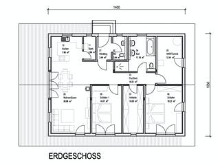 Fertighaus Kundenhaus Bauer von Sonnleitner Holzbau, Bungalow Grundriss 1