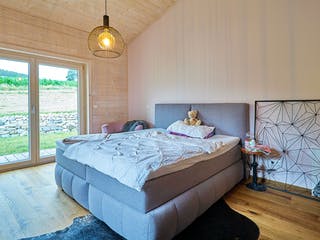 Fertighaus Kundenhaus Bauer von Sonnleitner Holzbau, Bungalow Innenansicht 9