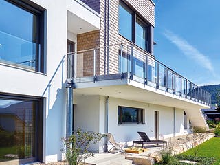 Fertighaus Kundenhaus Kornfeld von Sonnleitner Holzbau, Cubushaus Außenansicht 5