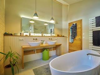 Fertighaus Kundenhaus Wittelsbach von Sonnleitner Holzbau, Satteldach-Klassiker Innenansicht 9