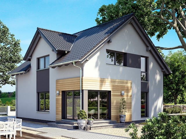 Fertighaus Sorrento von Büdenbender Hausbau Schlüsselfertig ab 380030€, Satteldach-Klassiker Außenansicht 1