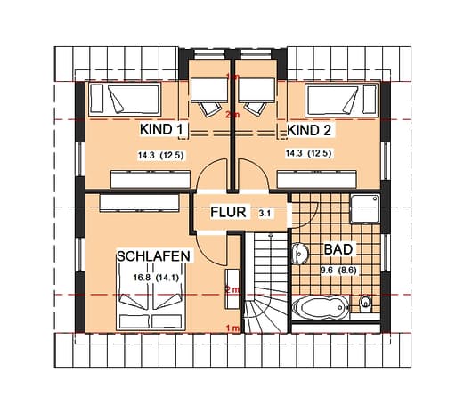 Fertighaus Spezial 121 (inactive) von NORDHAUS Fertigbau Schlüsselfertig ab 218127€, Satteldach-Klassiker Grundriss 1