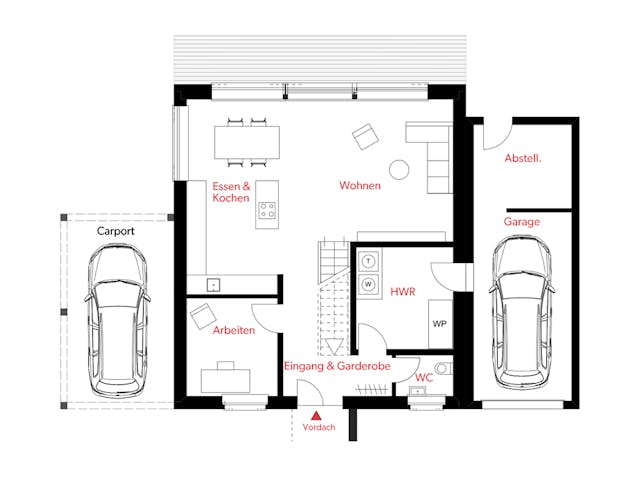 Massivhaus Haus Maibach von Splietker Bau, Satteldach-Klassiker Grundriss 1