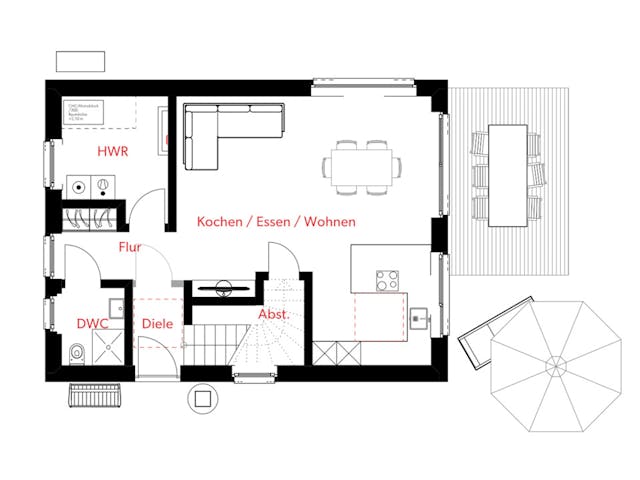 Massivhaus HAUSKONZEPT Mitwachsend von Splietker Bau, Satteldach-Klassiker Grundriss 1