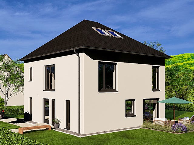 Massivhaus HAUSKONZEPT Villa von Splietker Bau, Stadtvilla Außenansicht 2