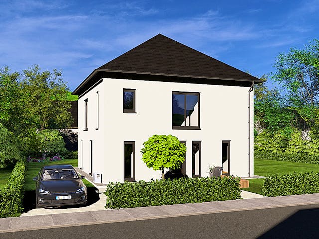 Massivhaus HAUSKONZEPT Villa von Splietker Bau, Stadtvilla Außenansicht 4