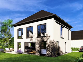 Massivhaus HAUSKONZEPT Villa von Splietker Bau, Stadtvilla Außenansicht 5