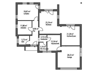 Massivhaus Bungalow BGL 114 von SR System Schlüsselfertig ab 269500€, Bungalow Grundriss 1