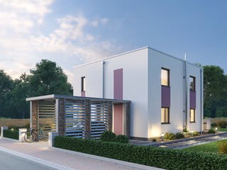 Massivhaus Bauhaus BHS 122 von SR System Schlüsselfertig ab 265500€, Cubushaus Außenansicht 2