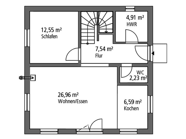 Massivhaus Bauhaus BHS 122 von SR System Schlüsselfertig ab 265500€, Cubushaus Grundriss 1