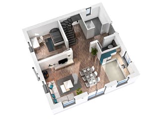 Massivhaus Bauhaus BHS 122 von SR System Schlüsselfertig ab 265500€, Cubushaus Grundriss 3