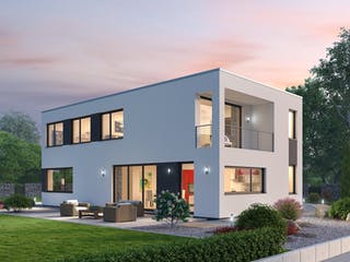 Massivhaus Bauhaus BHS 182 von SR System Schlüsselfertig ab 359500€, Cubushaus Außenansicht 2