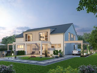 Massivhaus Doppelhaus DHH 119 von SR System Schlüsselfertig ab 251900€,  Außenansicht 2