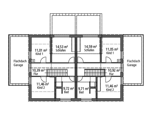 Massivhaus Doppelhaus DHH 119 von SR System Schlüsselfertig ab 251900€,  Grundriss 2