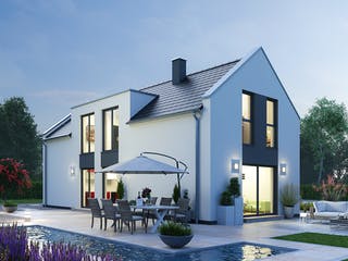 Massivhaus Einfamilienhaus EFH 122 von SR System Schlüsselfertig ab 259500€, Satteldach-Klassiker Außenansicht 1