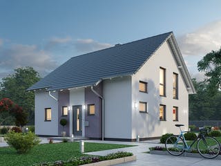 Massivhaus Einfamilienhaus EFH 136 von SR System Schlüsselfertig ab 279500€, Satteldach-Klassiker Außenansicht 1