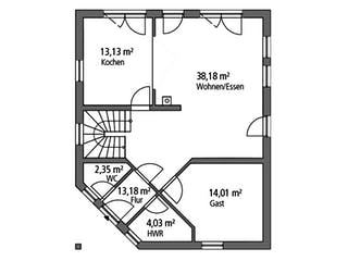 Massivhaus Einfamilienhaus EFH 143 von SR System Schlüsselfertig ab 252139€, Satteldach-Klassiker Grundriss 1