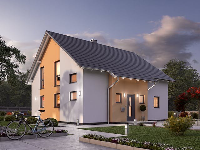 Massivhaus Einfamilienhaus EFH 148 von SR System Schlüsselfertig ab 328755€, Satteldach-Klassiker Außenansicht 2