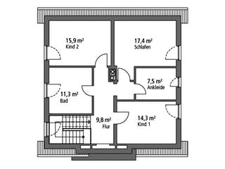 Massivhaus Einfamilienhaus EFH 148 von SR System Schlüsselfertig ab 328755€, Satteldach-Klassiker Grundriss 2