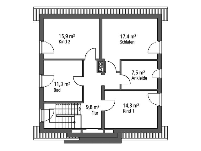 Massivhaus Einfamilienhaus EFH 148 von SR System Schlüsselfertig ab 328755€, Satteldach-Klassiker Grundriss 2