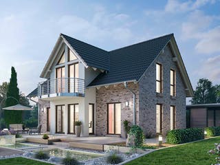 Massivhaus Einfamilienhaus EFH 151 von SR System Schlüsselfertig ab 319500€, Satteldach-Klassiker Außenansicht 1