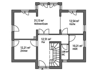 Massivhaus Einfamilienhaus EFH 151 von SR System Schlüsselfertig ab 319500€, Satteldach-Klassiker Grundriss 1
