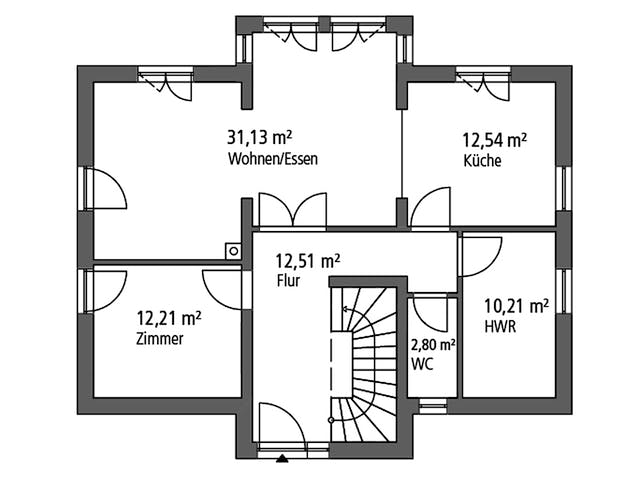 Massivhaus Einfamilienhaus EFH 151 von SR System Schlüsselfertig ab 319500€, Satteldach-Klassiker Grundriss 1