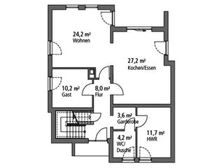 Massivhaus Einfamilienhaus EFH 173 von SR System Schlüsselfertig ab 292107€, Satteldach-Klassiker Grundriss 1