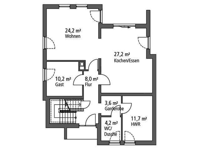 Massivhaus Einfamilienhaus EFH 173 von SR System Schlüsselfertig ab 292107€, Satteldach-Klassiker Grundriss 1