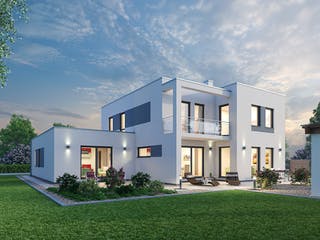 Massivhaus Mehrgenerationenhaus MGH 232 von SR System Schlüsselfertig ab 459000€, Cubushaus Außenansicht 1