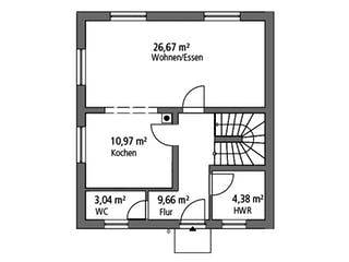 Massivhaus Stadtvilla STV 107 von SR System Schlüsselfertig ab 239500€, Stadtvilla Grundriss 1
