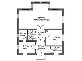 Massivhaus Stadtvilla STV 157 von SR System Schlüsselfertig ab 329500€, Stadtvilla Grundriss 1