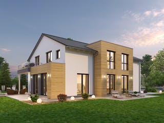 Massivhaus Zweifamilienhaus ZFH 244 von SR System Schlüsselfertig ab 362900€, Satteldach-Klassiker Außenansicht 2