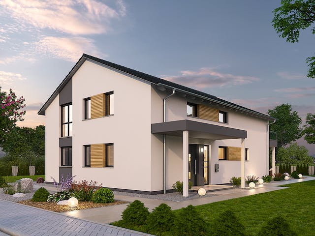Massivhaus Zweifamilienhaus ZFH 244 von SR System Schlüsselfertig ab 362900€, Satteldach-Klassiker Außenansicht 3