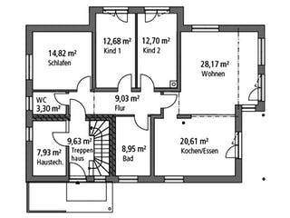 Massivhaus Zweifamilienhaus ZFH 244 von SR System Schlüsselfertig ab 362900€, Satteldach-Klassiker Grundriss 1
