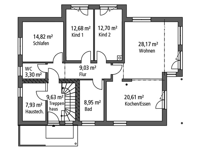 Massivhaus Zweifamilienhaus ZFH 244 von SR System Schlüsselfertig ab 362900€, Satteldach-Klassiker Grundriss 1
