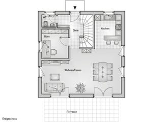 Massivhaus Stadthaus 22.1 von hebelHAUS Schlüsselfertig ab 305000€, Stadtvilla Grundriss 1