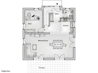 Massivhaus Stadthaus 22.2 von hebelHAUS Schlüsselfertig ab 355000€, Stadtvilla Grundriss 1
