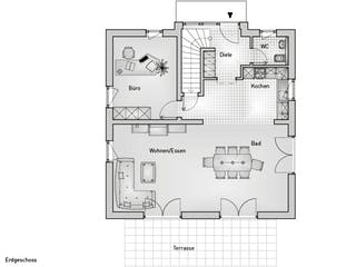Massivhaus Stadtvilla 24.71 von hebelHAUS, Pultdachhaus Grundriss 1