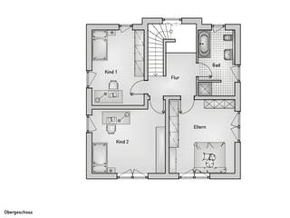 Massivhaus Stadtvilla 24.71 von hebelHAUS, Pultdachhaus Grundriss 2