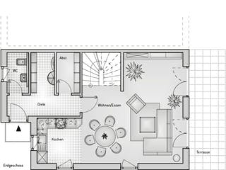 Massivhaus Stadthaus 52.12 von hebelHAUS Schlüsselfertig ab 269000€, Satteldach-Klassiker Grundriss 1