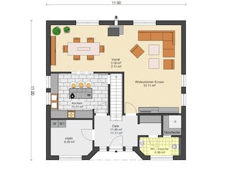 Fertighaus Stadtvilla 197 von Suckfüll Energiesparhaus Schlüsselfertig ab 248680€, Stadtvilla Grundriss 1