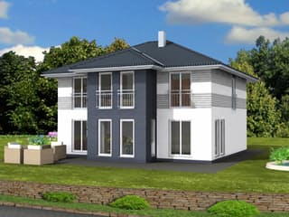 Fertighaus Stadtvilla 188 von Suckfüll Energiesparhaus Schlüsselfertig ab 246410€, Stadtvilla Außenansicht 2