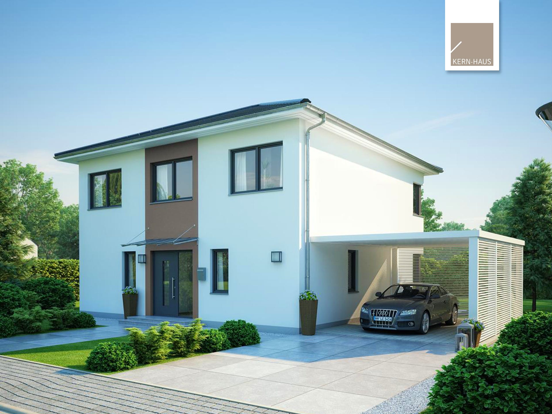 Massivhaus Stadtvilla Centro von Kern-Haus Schlüsselfertig ab 519900€, Stadtvilla Außenansicht 1