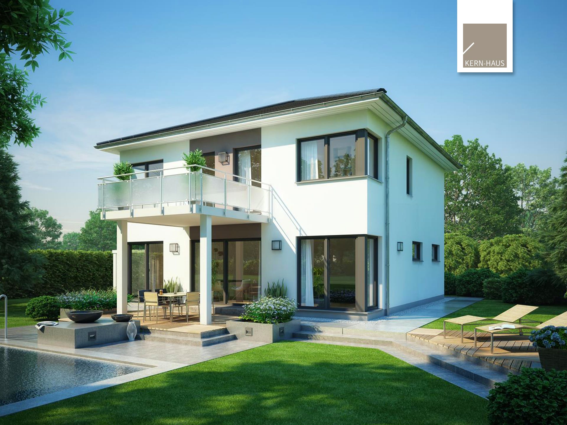 Massivhaus Stadtvilla Centro von Kern-Haus Schlüsselfertig ab 519900€, Stadtvilla Außenansicht 2