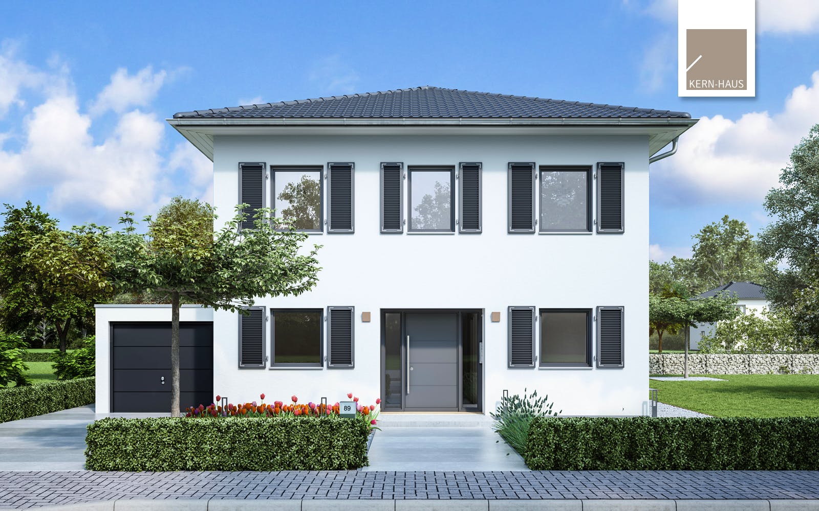 Massivhaus Stadtvilla Pura von Kern-Haus Schlüsselfertig ab 417900€, Stadtvilla Außenansicht 1
