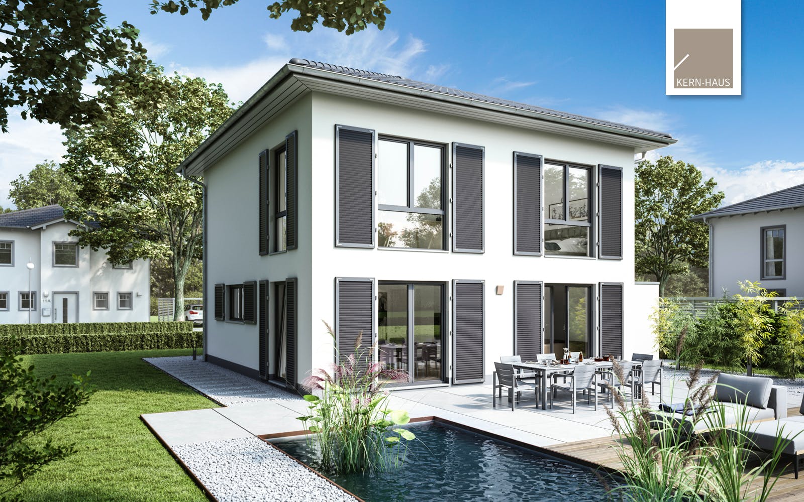 Massivhaus Stadtvilla Pura von Kern-Haus Schlüsselfertig ab 417900€, Stadtvilla Außenansicht 2