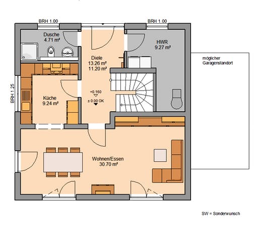 Massivhaus Stadtvilla Pura von Kern-Haus Schlüsselfertig ab 351900€, Stadtvilla Grundriss 1